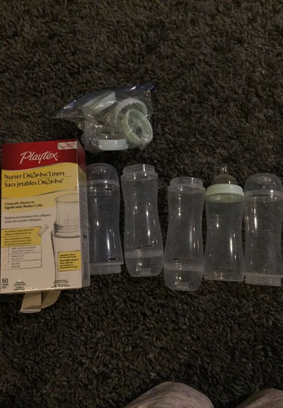 Playtex Nurser bottles, nipples, drop-in liners