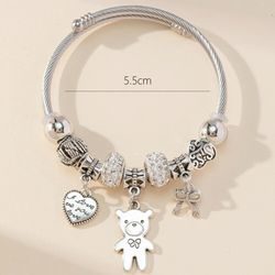 Teddy Bear Charm Bangle Bracelet Jewlery 