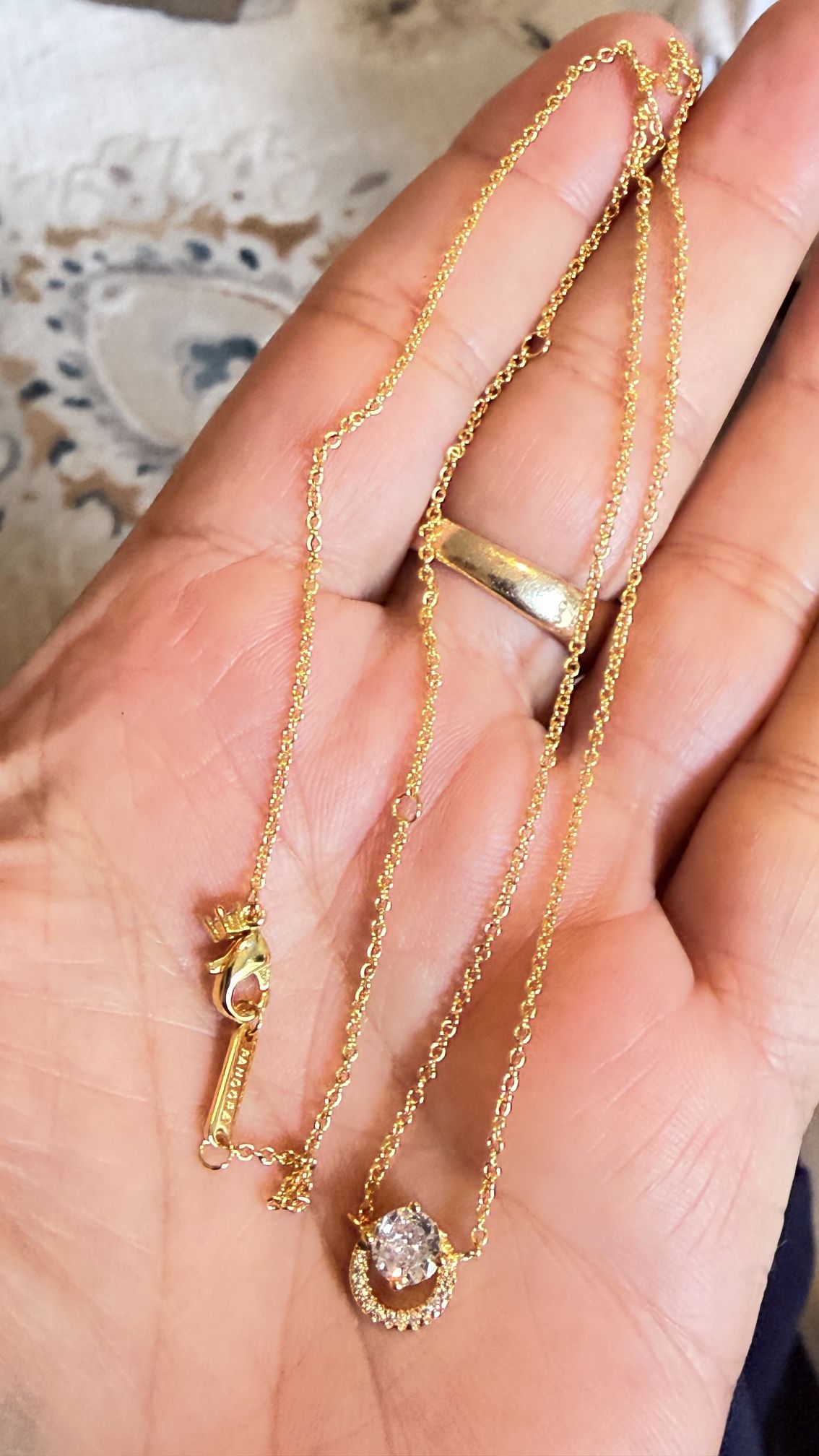 Pandora Gold Necklace With Diamonds