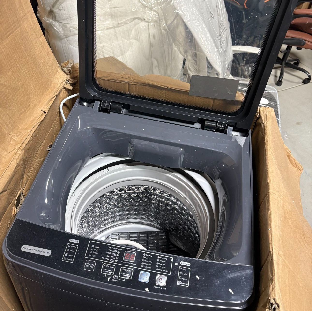 New but no power on!need fix!Portable Washing Machine, 25 LBS Full Automatic Portable Washing Machine with 8 Water Levels and 10 Programs Laundry Drai