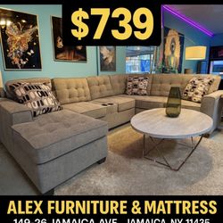 Three Piece Sectional With Storage Console on Incredible Sale! Accent Pillows Included