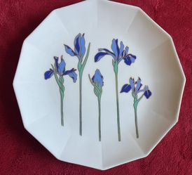 OTAGIRI IRIS RHAPSODY GOLD ACCENT BLUE PLATE Japan ** More VINTAGE & RaRE Items Here ...