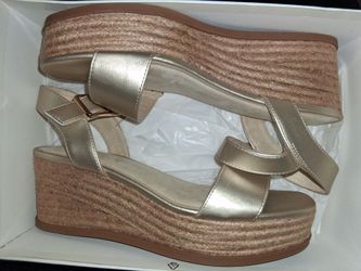 Gold Espadrille Wedge Sandals size 7 1/2