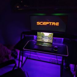 Computer desk with light and socket