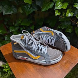 Vans SK8-HI Sneakers Tennis Shoes Reissue Cap Grey/yellow Suede leather&canvasSz Mens 9.5 Women's 11