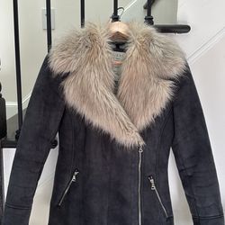 Suede Faux Fur Coat 