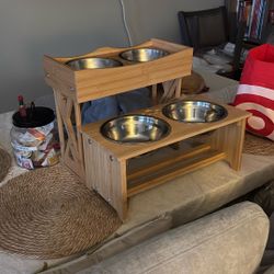 Two Raised Dog Bowls x2 Used