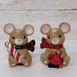Vintage Homco Ceramic Christmas Mice Figurines