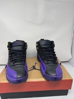 Air Jordan 12 Black Purple Gold Sneakers Size 9.5