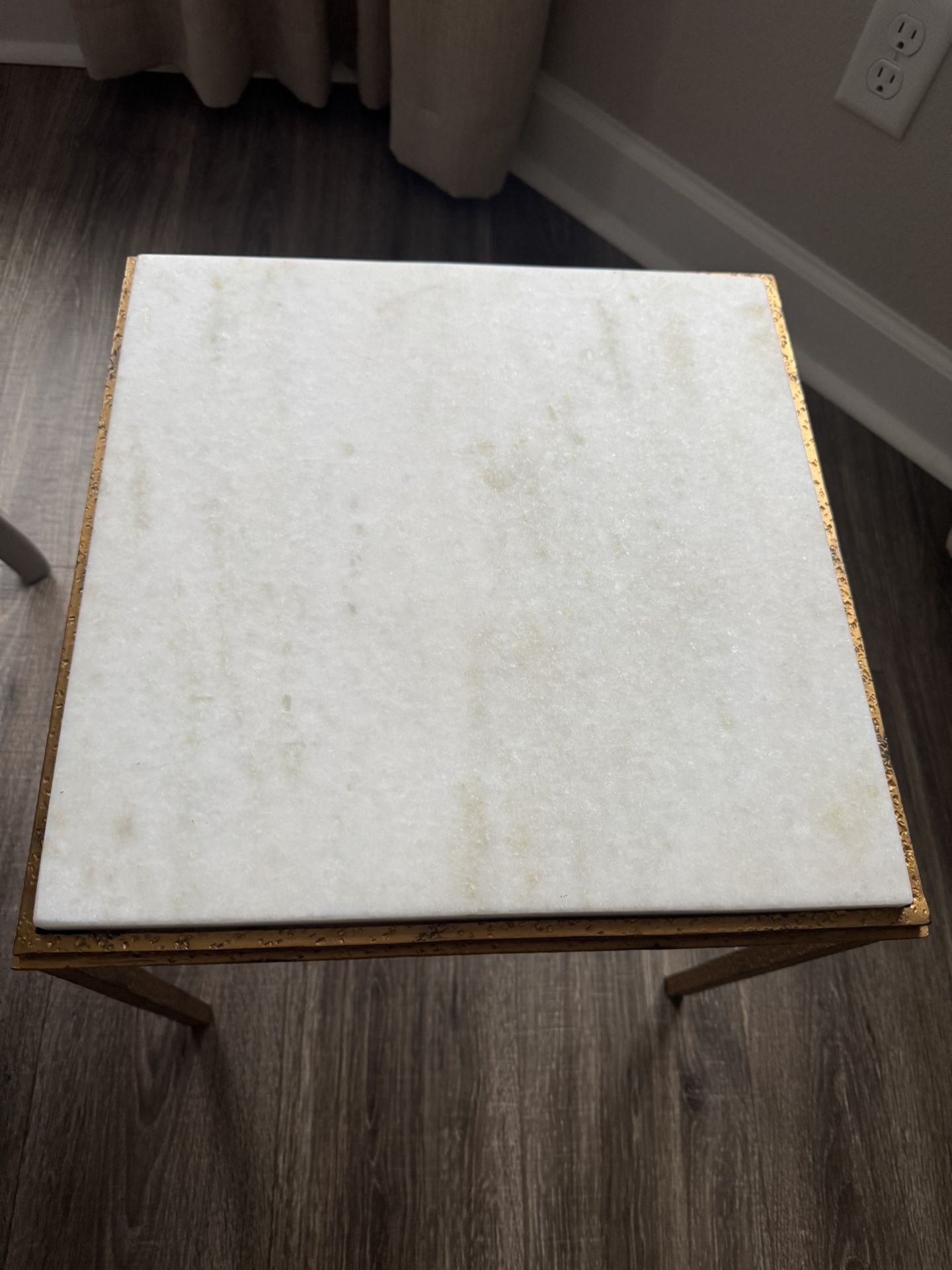 Mint Condition Square End Table Marble Insert And Gold Legs