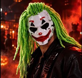 Clown Joker Halloween Mask with Green Dreads
