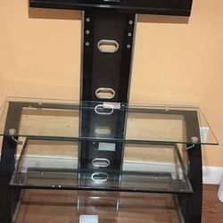 Glass TV Stand w/ Built-In TV Mount