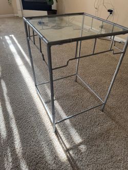 Glass Top Metal Frame Side Table