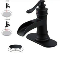 BWE Waterfall Single Hole Single-Handle Low-Arc Bathroom Faucet With Pop-up Drain Assembly In Matte Black