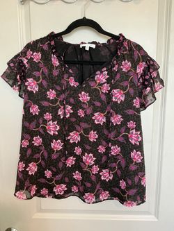 Maison d'Amelie Floral Flutter Sleeve Blouse Size L