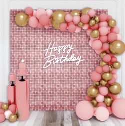 Kate Matte Pink Shimmer Wall Backdrop, 36 Sequin Panels