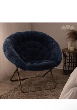 Milliard Cozy Chair/Faux Fur Saucer Chair for Bedroom/X-Large (Navy Blue)