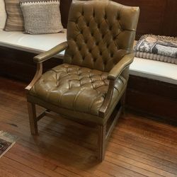 Olive Vintage Leather Arm Chair