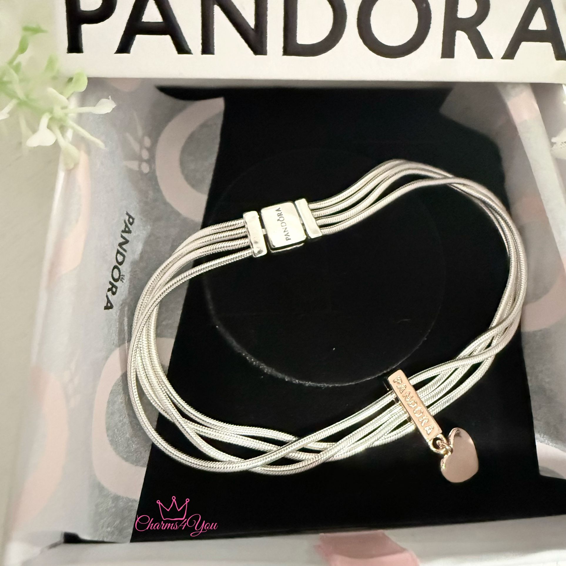 PANDORA bracelet with one charm included, ORIGINAL.