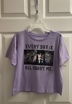 Brand New Girls Lavender Wednesday Spooky Tee Size L 10/12 Kids