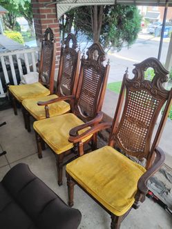 Vintage Jessup Furniture Spanish Mediterranean High Cane-Back Dining Chairs (Set of 4)