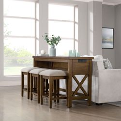 Lathan Sofa Table and 3 Stools