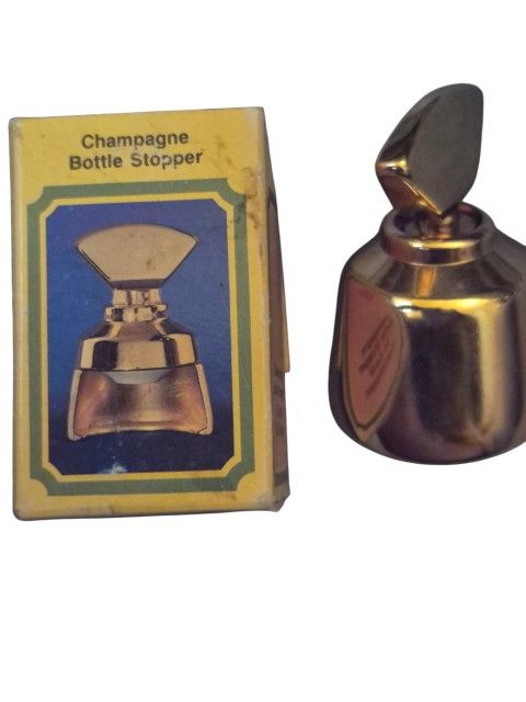Vintage 24 Carat Gold Plate Champagne Wine Bottle Stopper In Original Box New
