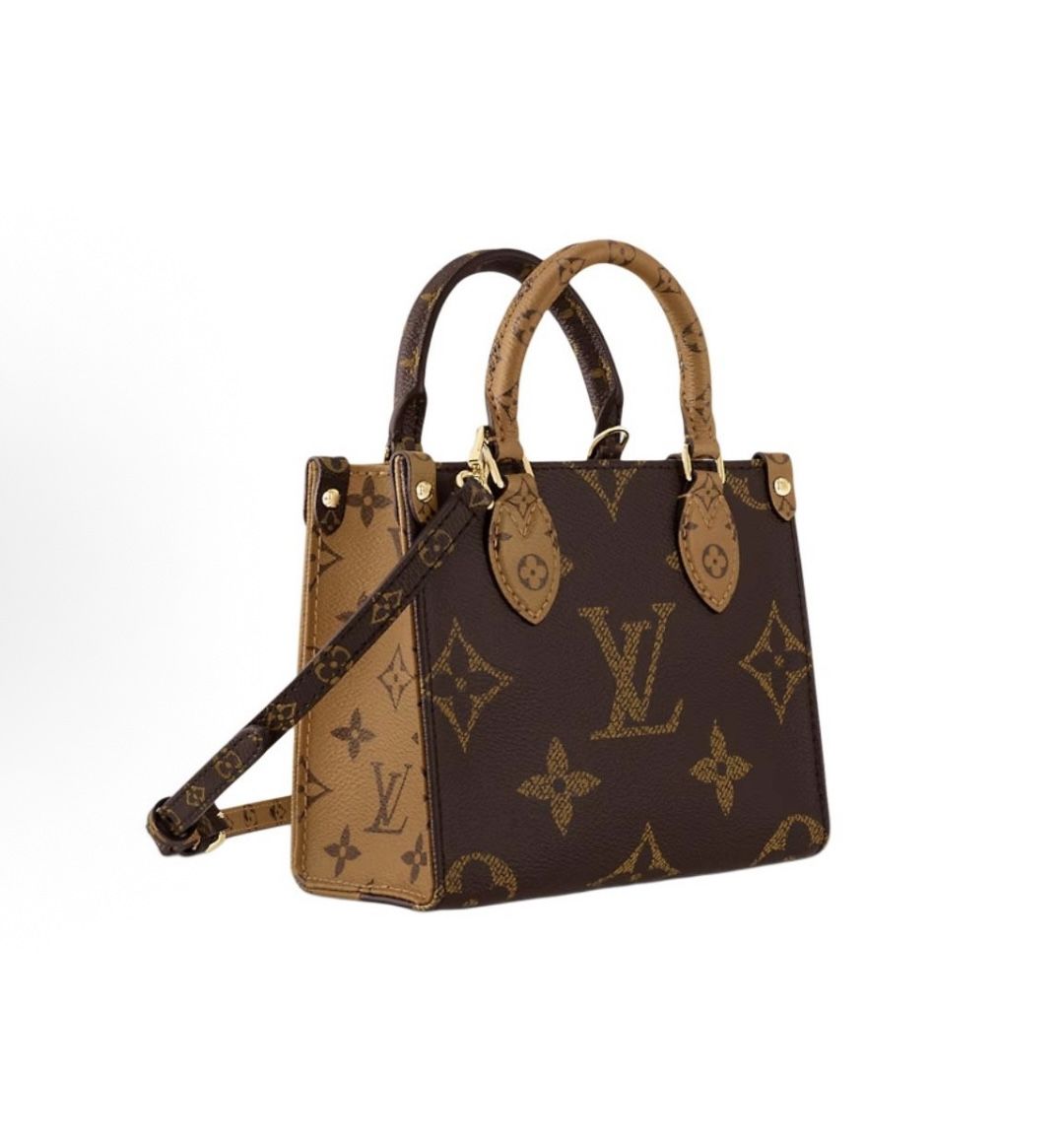 LOUIS VUITTON ONTHEGO BB Letter Logo Jungle Bag Leather Single Shoulder Crossbody Handbag Women's Brown(159)43