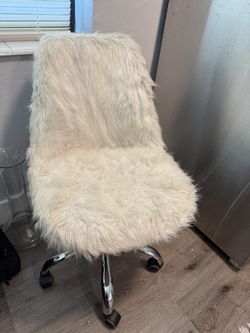 Faux Fur Swivel Task or Vanity Chair