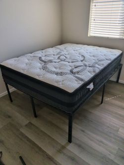 Full sized mattress and 18" tall frame. Was too big for my son's room. Brand new