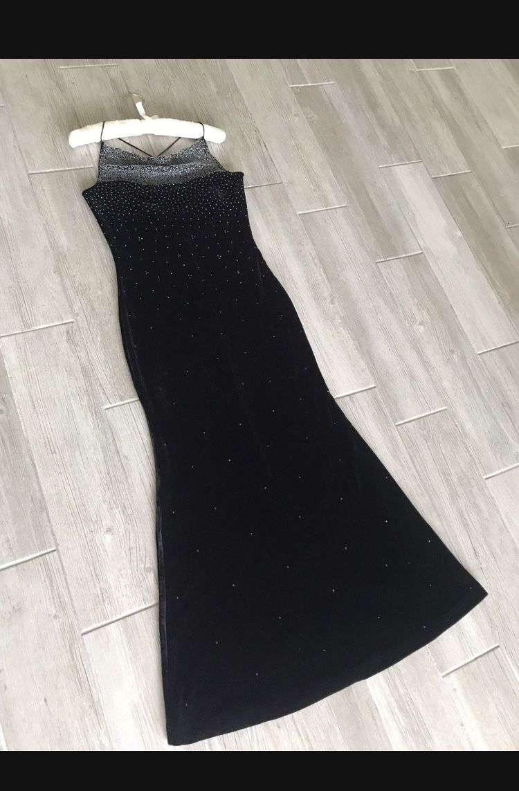 Hand Beaded Velour Maxi Dress