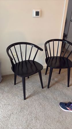 Two Modern Wood Black chairs