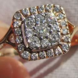 ZALES DIAMOND STORE FAIRYTALE DOUBLE HALO 14K
