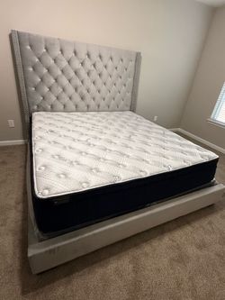 King bed frame with mattress set pillow top on sale for:
