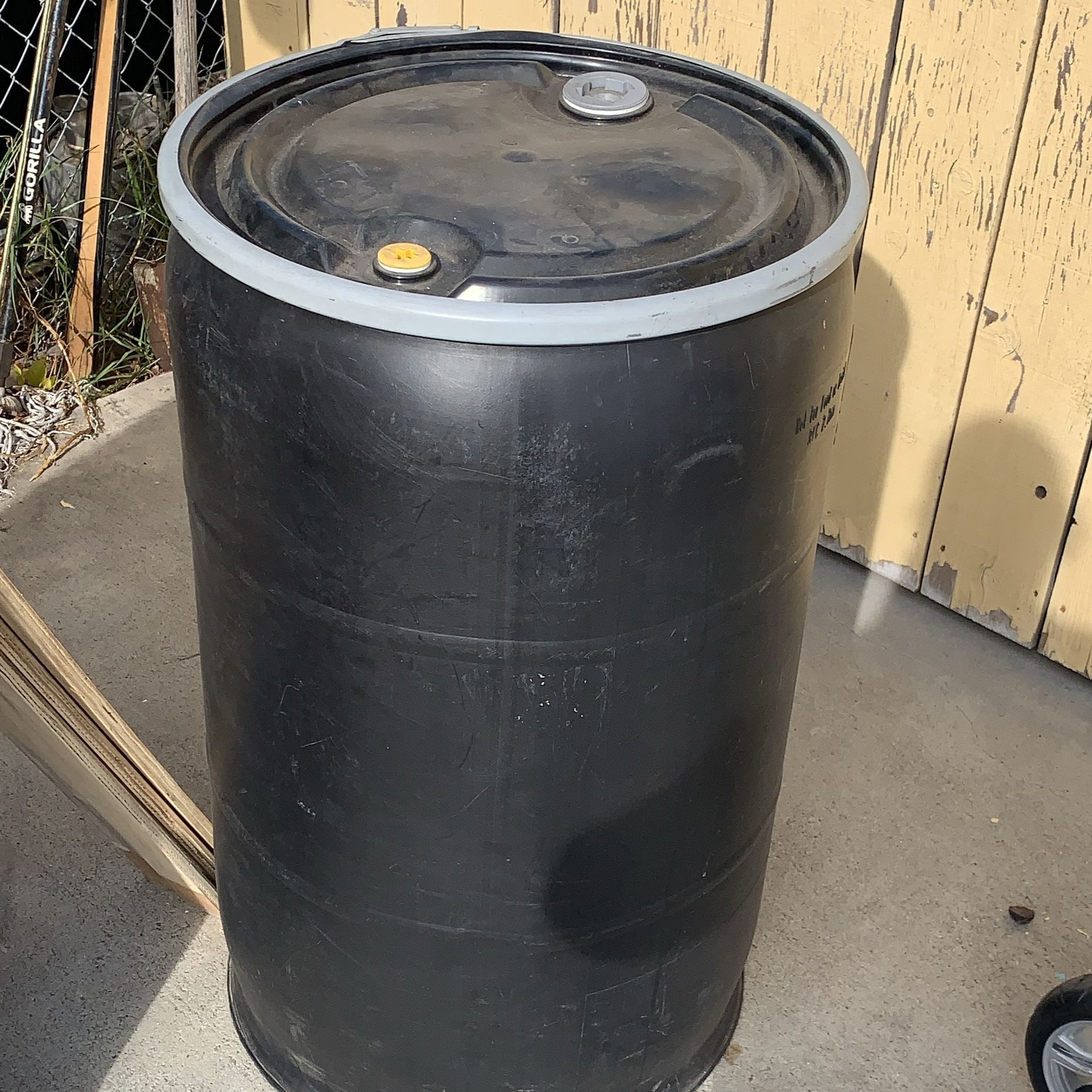 Black Plastic Storage Drum with Lid