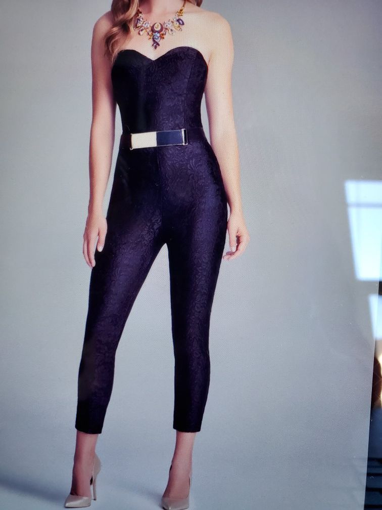 Bebe Black Lace Jumpsuit (Size 6)