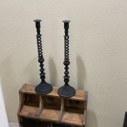 Cast-Iron Thin And Long Candleholders.