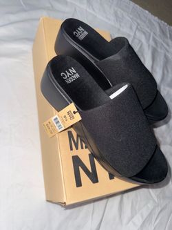 Madden NYC Black Platform Slide Sandals Size 9.5