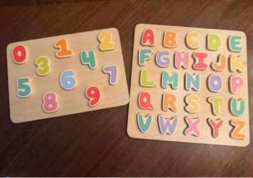 Wooden Giggle Scape Alphabet And Number Puzzle Set [New]