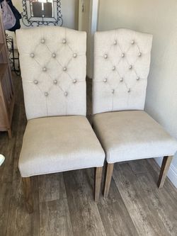 Set of 2 Tufted Upholstered Dining Chairs