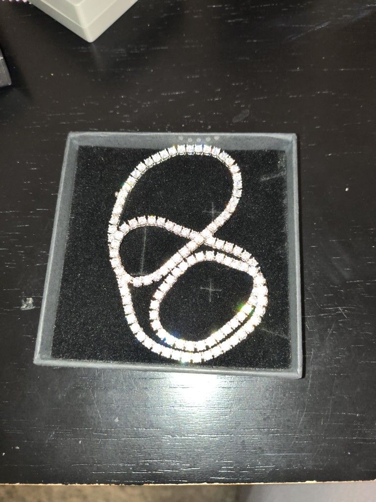 14k White Gold Cuban Blink Tennis Chain Choker