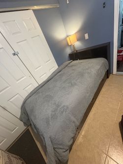 Twin wood bed frame with storage