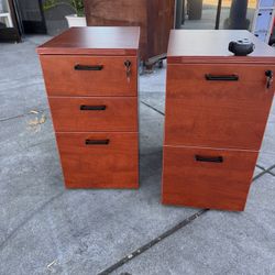 2 Wooden File Cabinets