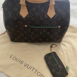 Louis Vuitton: Monogram Perforated Speedy 30 Green
