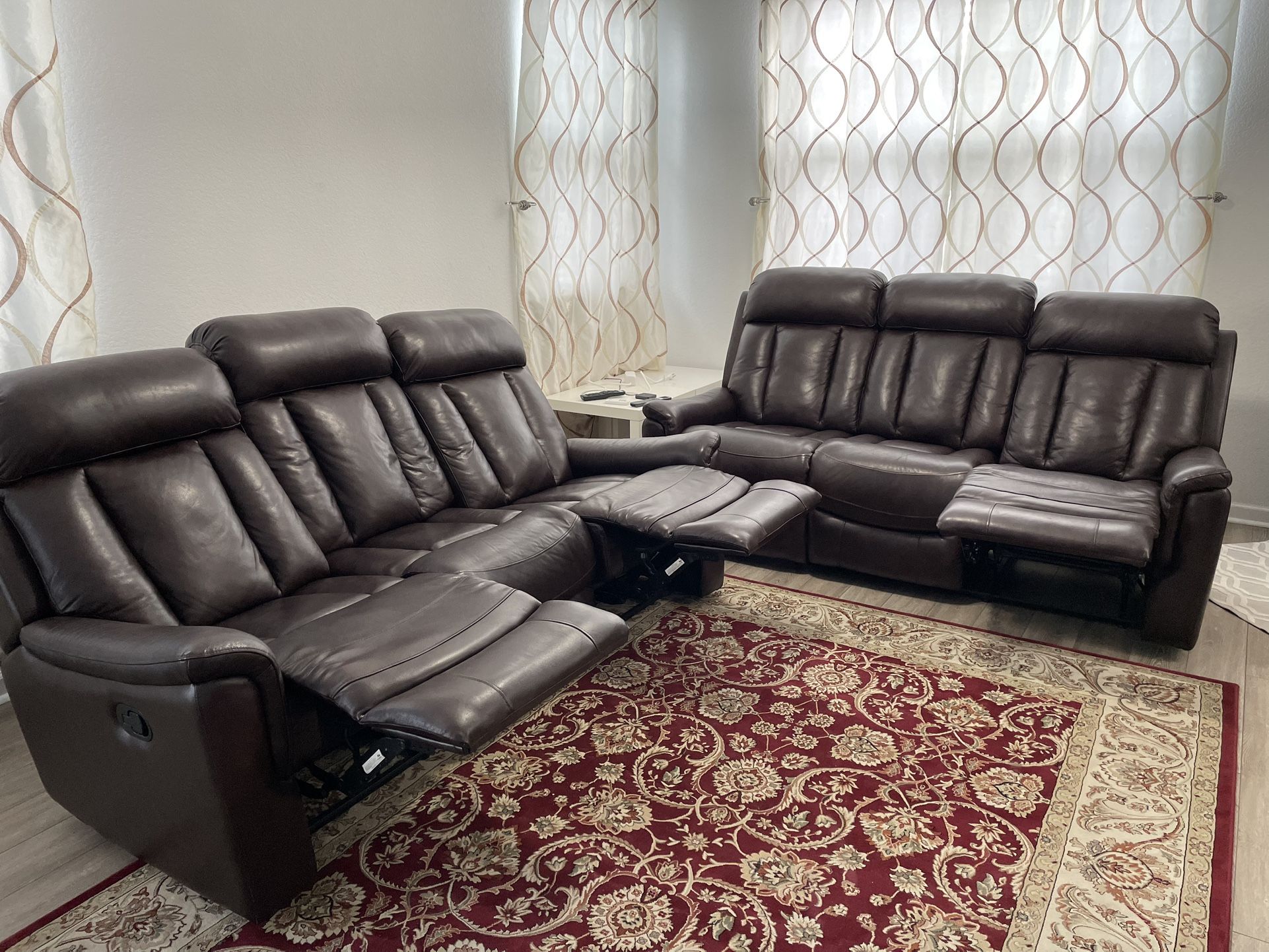 Abbyson Living Riley Top Grain Leather Reclining Sofa (Manual) - Brown (two - 3 seaters)