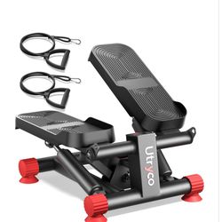  Stair Stepper For Home Workout, 330LBS Hydraulic Stepper With LCD Monitor & Resistance Bands, Compact Under Desk Stepper With Real-Time Calorie Track