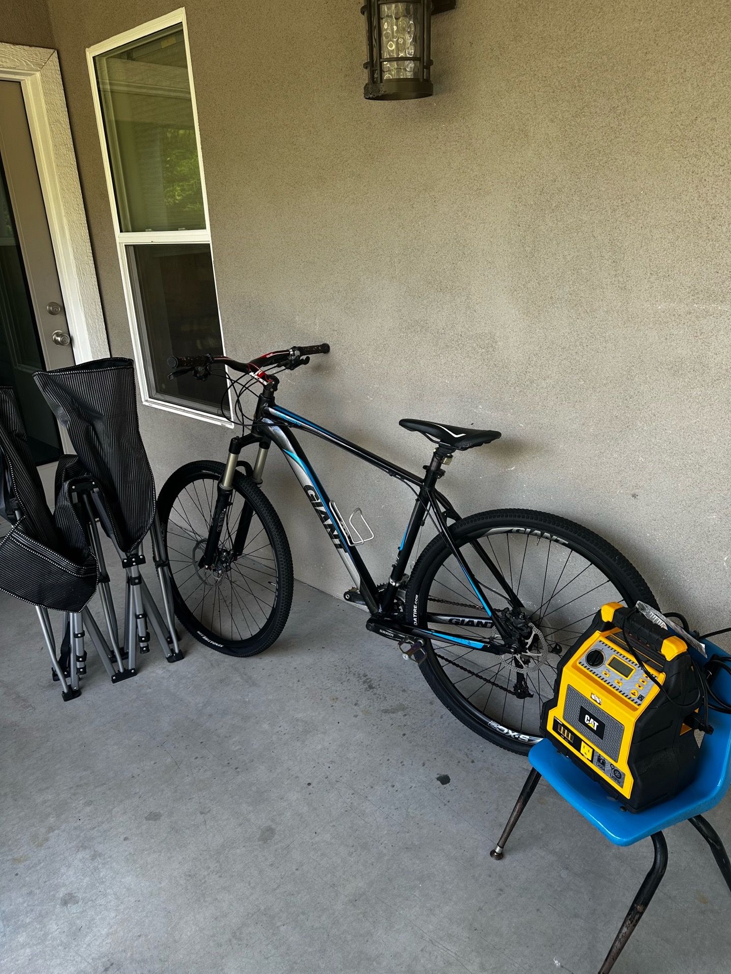 Giant Mountain Bike, Folding Bed, chair, Charger