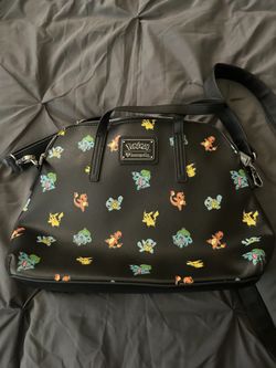 Pokémon Loungefly Crossbody Bag – Pikachu, Charmander, Squirtle & Bulbasaur Print