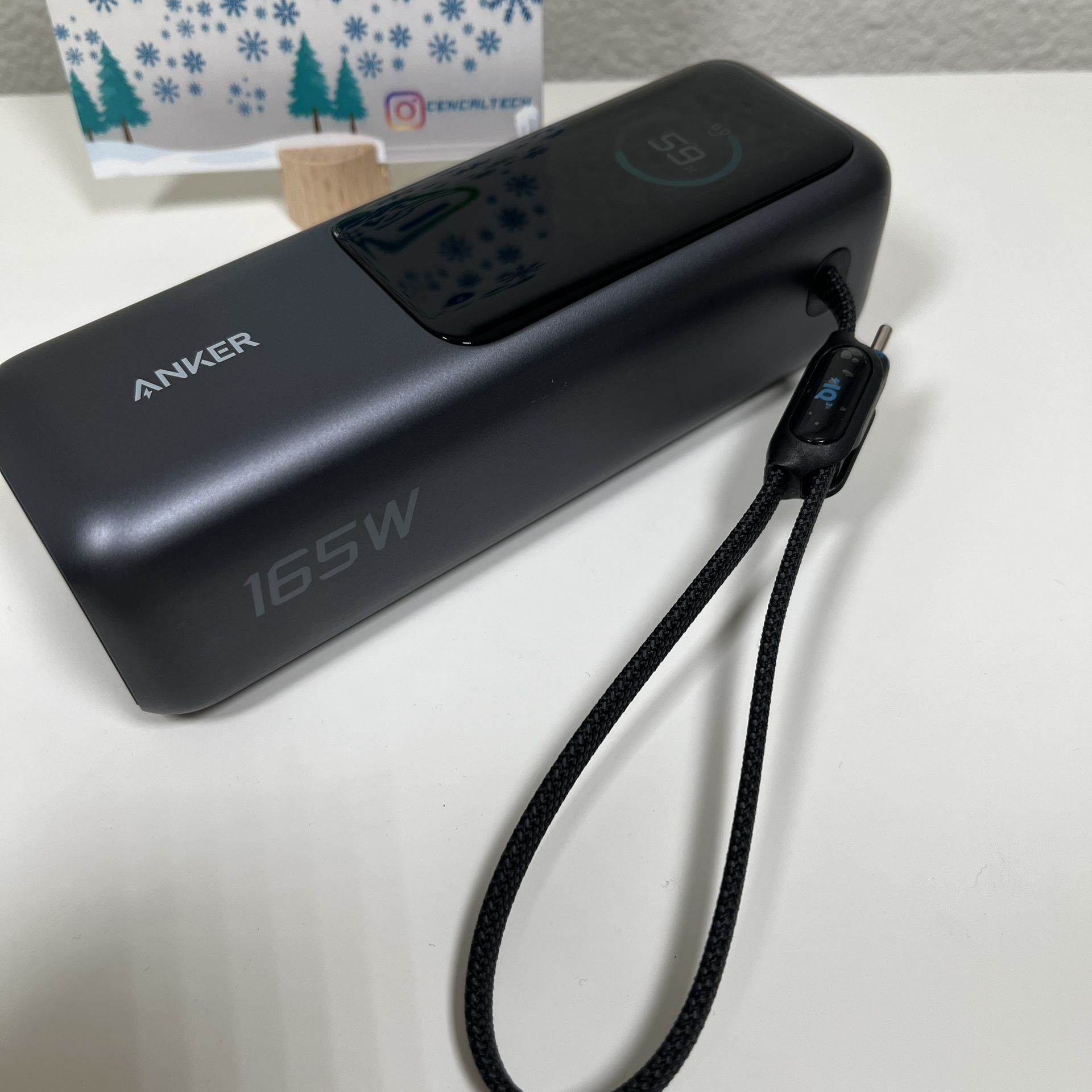Anker Laptop Power Bank, 25,000mAh Portable Charger with Triple 100W USB-C Ports, Built-in Retractab