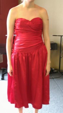 Red satin dress
